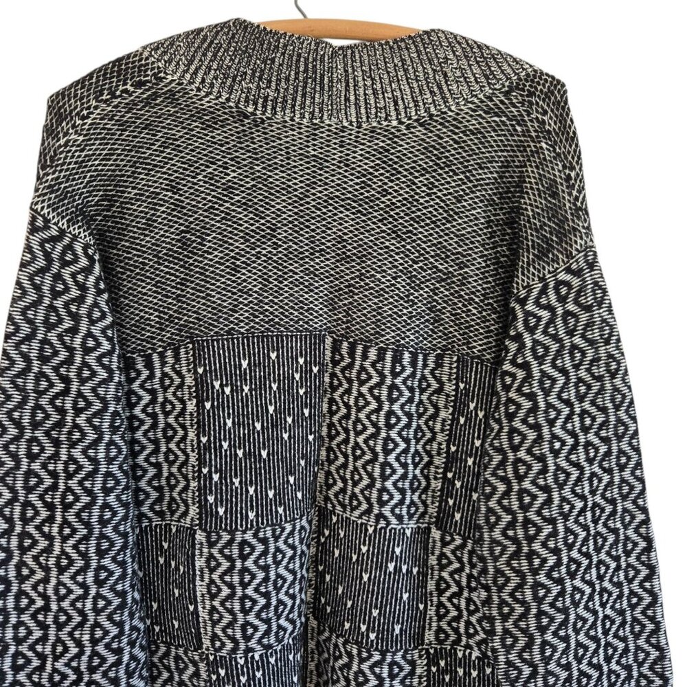 J. Jill Womens Black & White Patchwork Open Front Long Cardigan Sweater Large - Picture 11 of 15